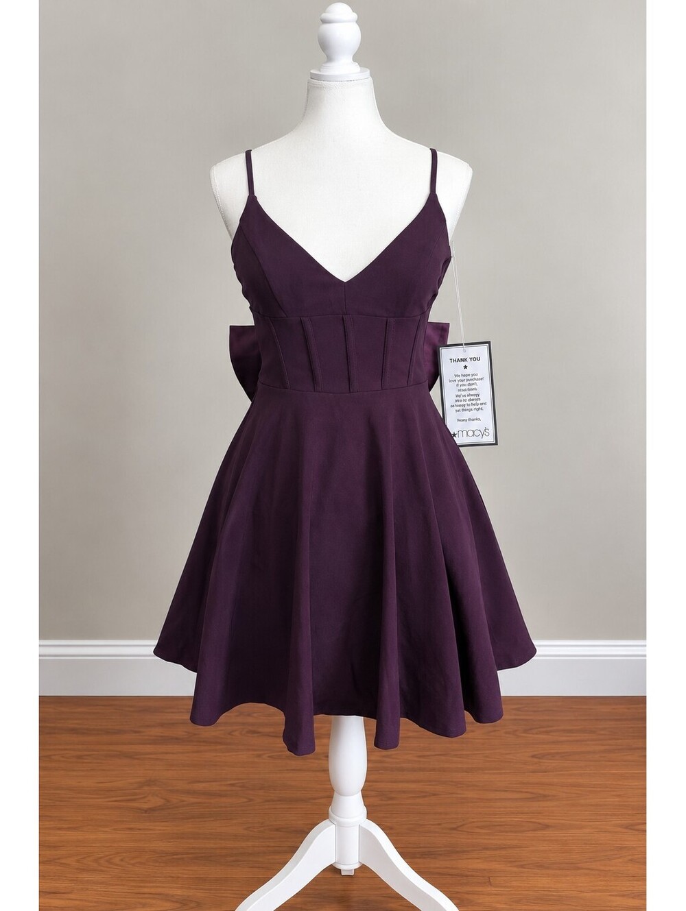 City Studio Purple Satin Bow Back Fit & Flare Cocktail Dress Size 3/4